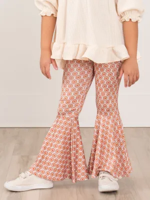 Retro Print Bell Bottom Pants