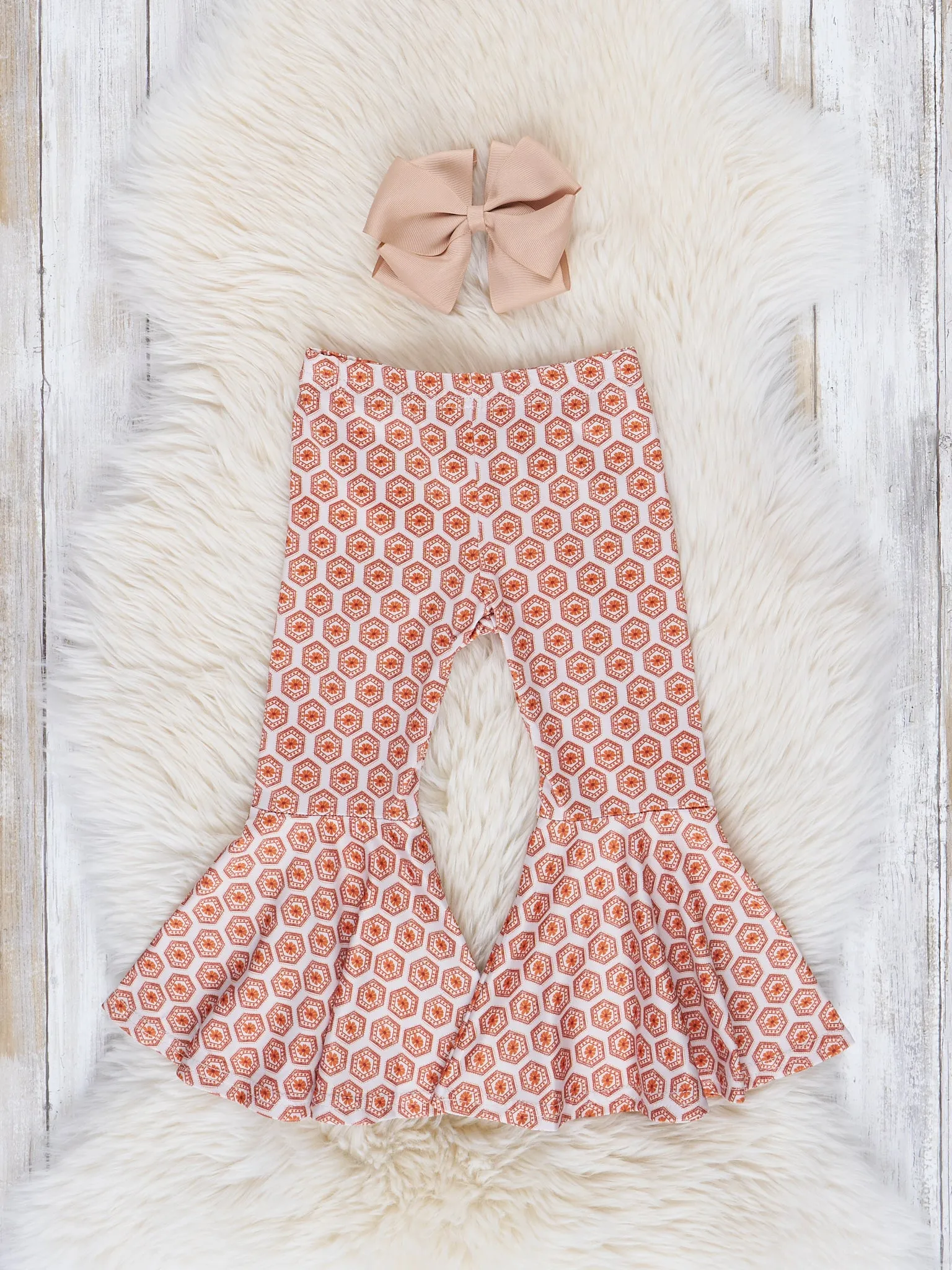Retro Print Bell Bottom Pants