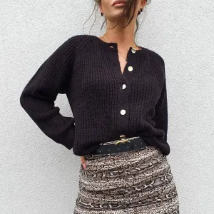 Ribbed Knit Long Trendy Sleeve Cardigan - Beige