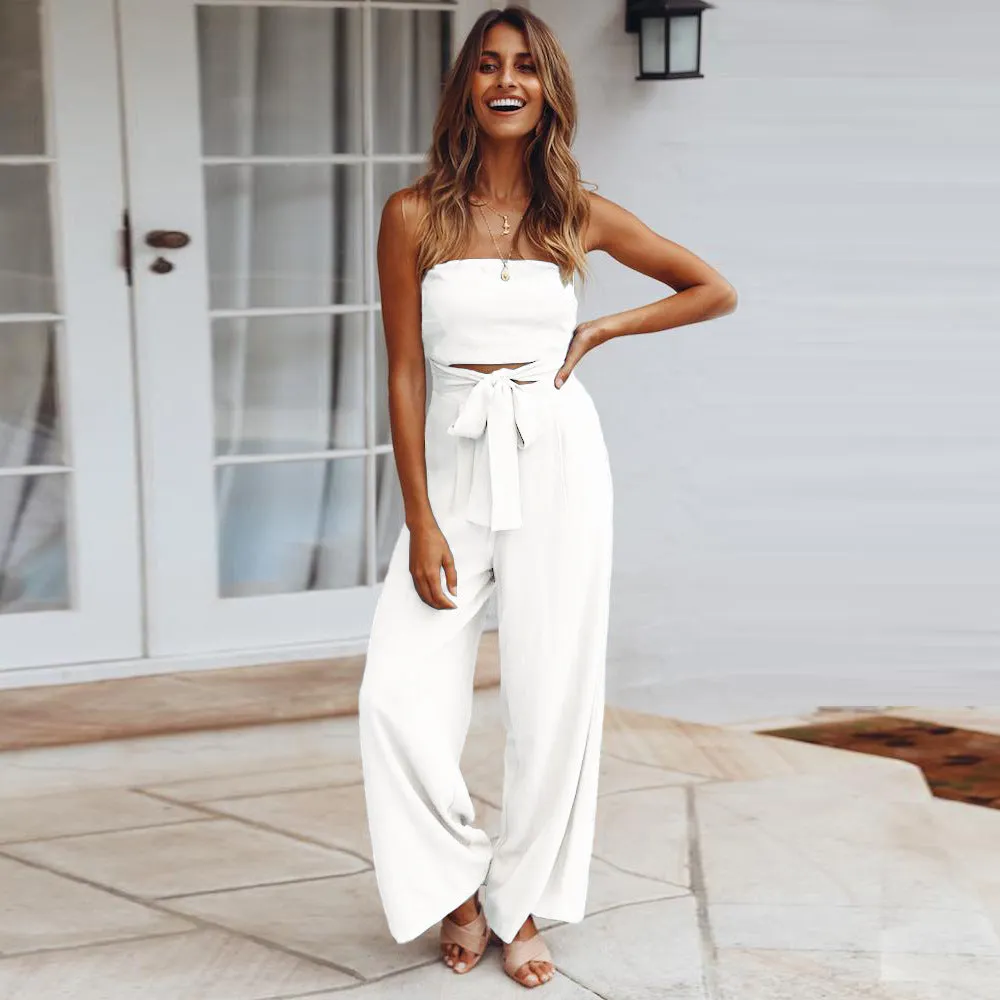Sexy Backless Slim Fit Straight Leg Jump Suit Wholesale Jumpsuits