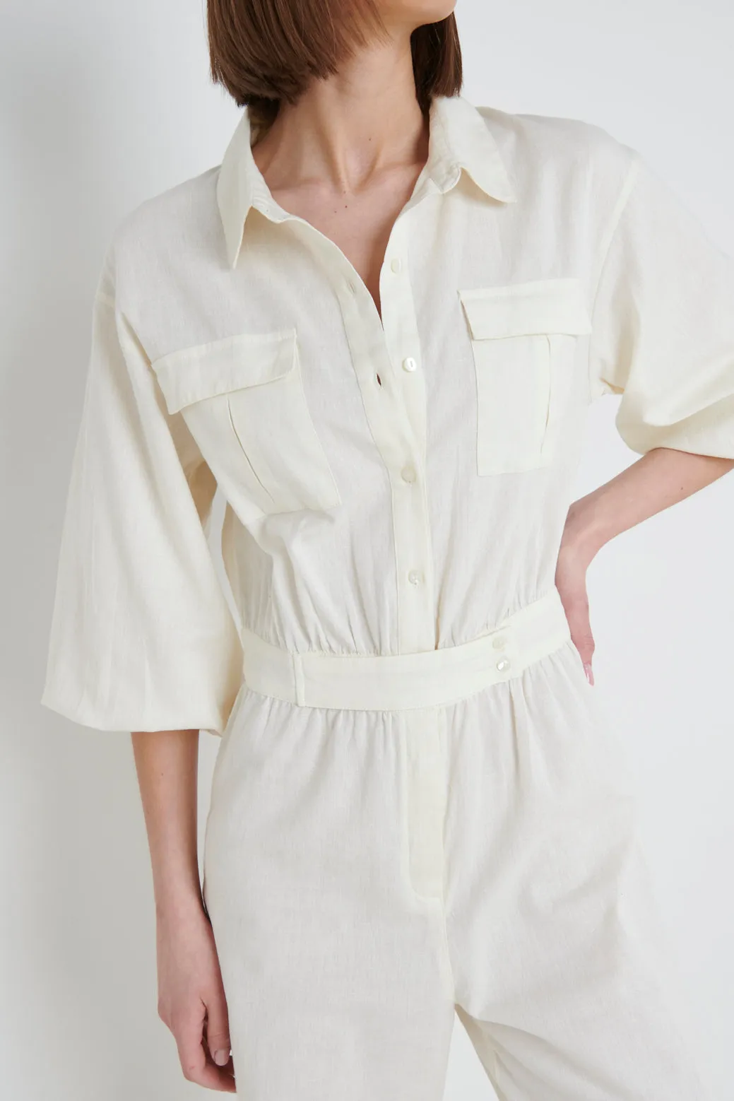 Shona Collared Jumpsuit - Stone