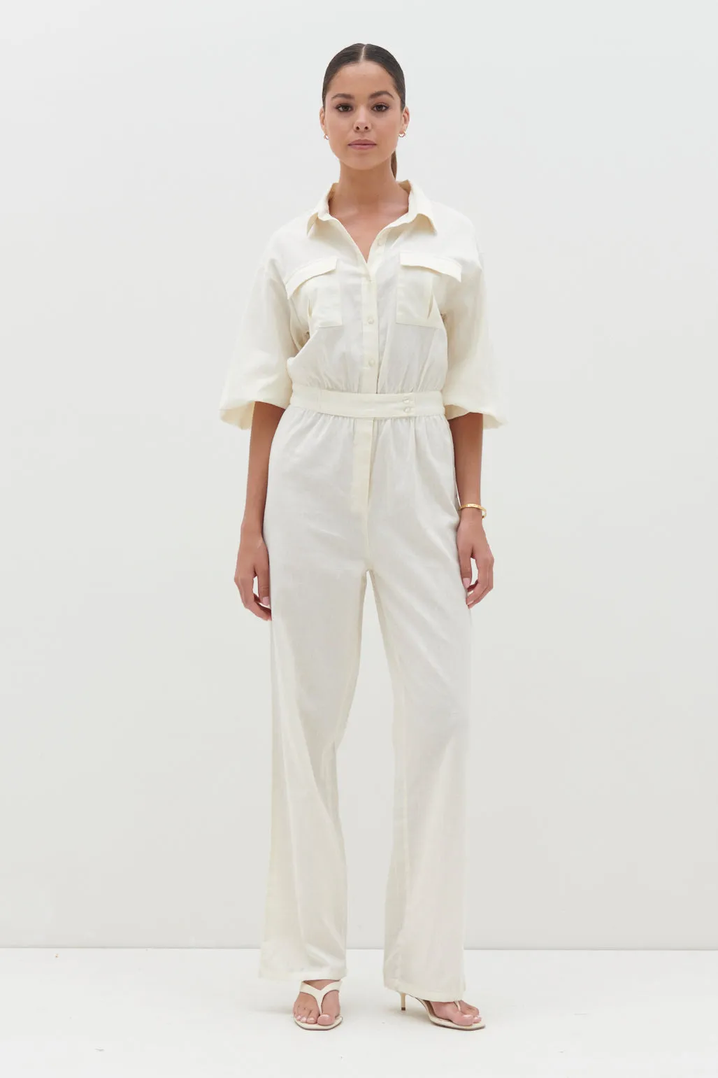 Shona Collared Jumpsuit - Stone