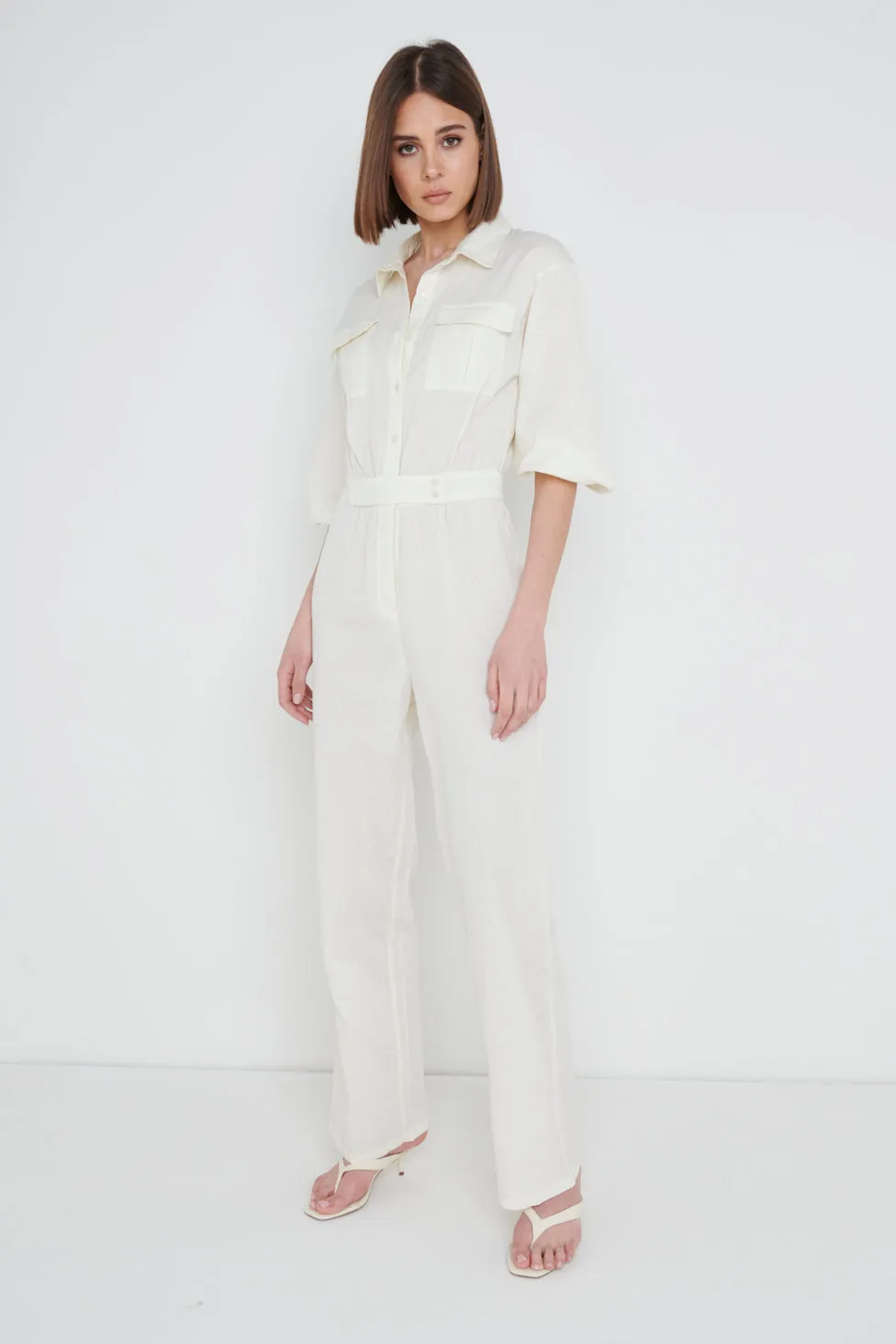 Shona Collared Jumpsuit - Stone