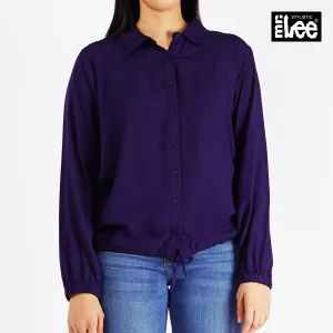 Stylistic Mr. Lee Ladies Basic Button Down Long Sleeves Woven for Women Trendy Fashion High Quality Apparel Comfortable Casual Tops for Women Regular Fit 134867 (Navy)