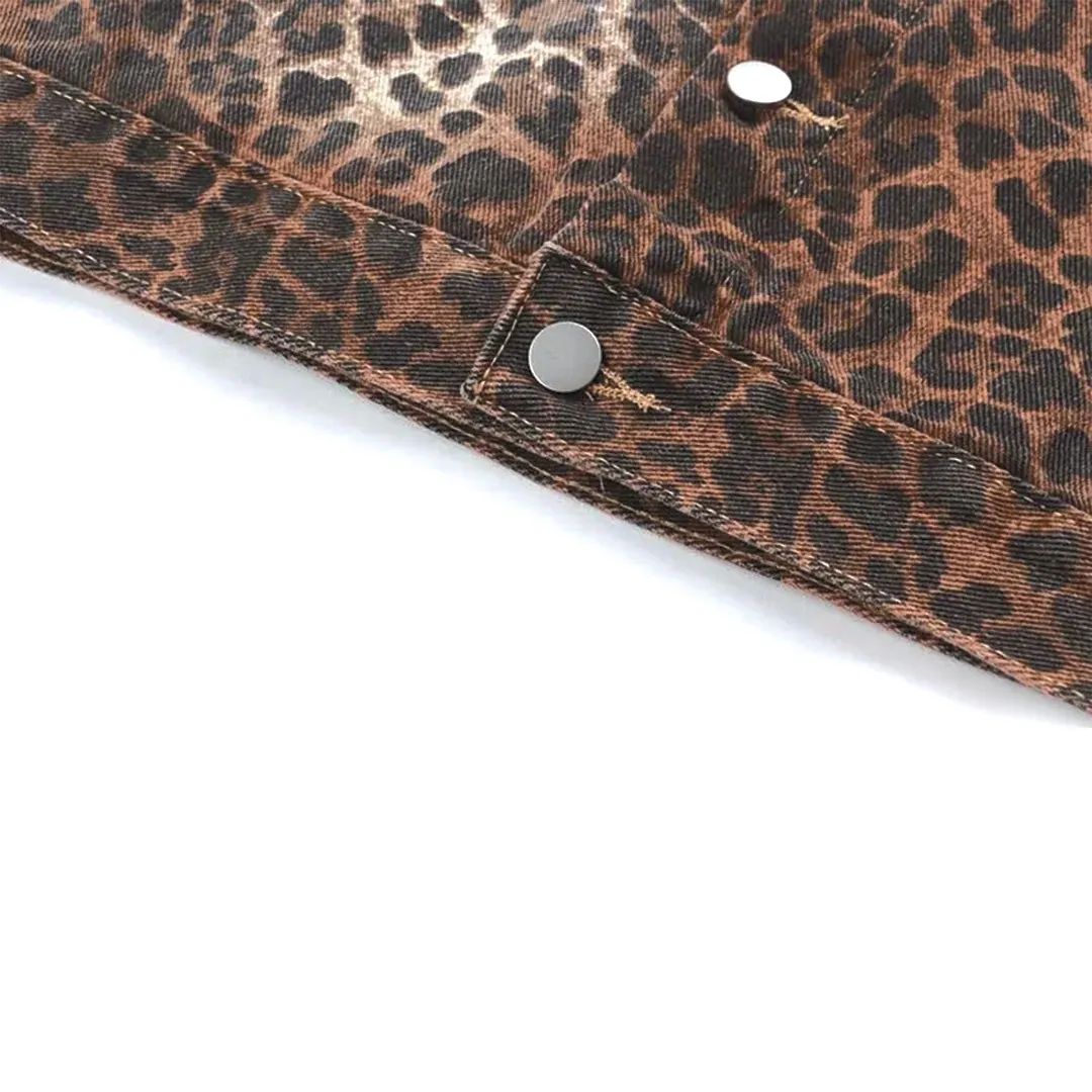 Sunburst Leopard Denim Jacket