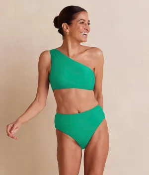 The Ruched High Leg High Rise Bottom - Seaglass