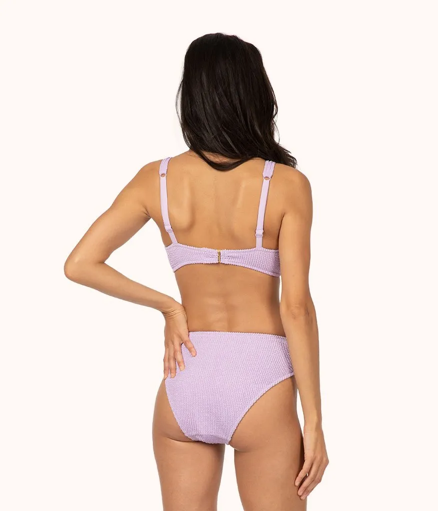 The Ruched Plunge Bralette & High Waist Swim Bundle: Lilac