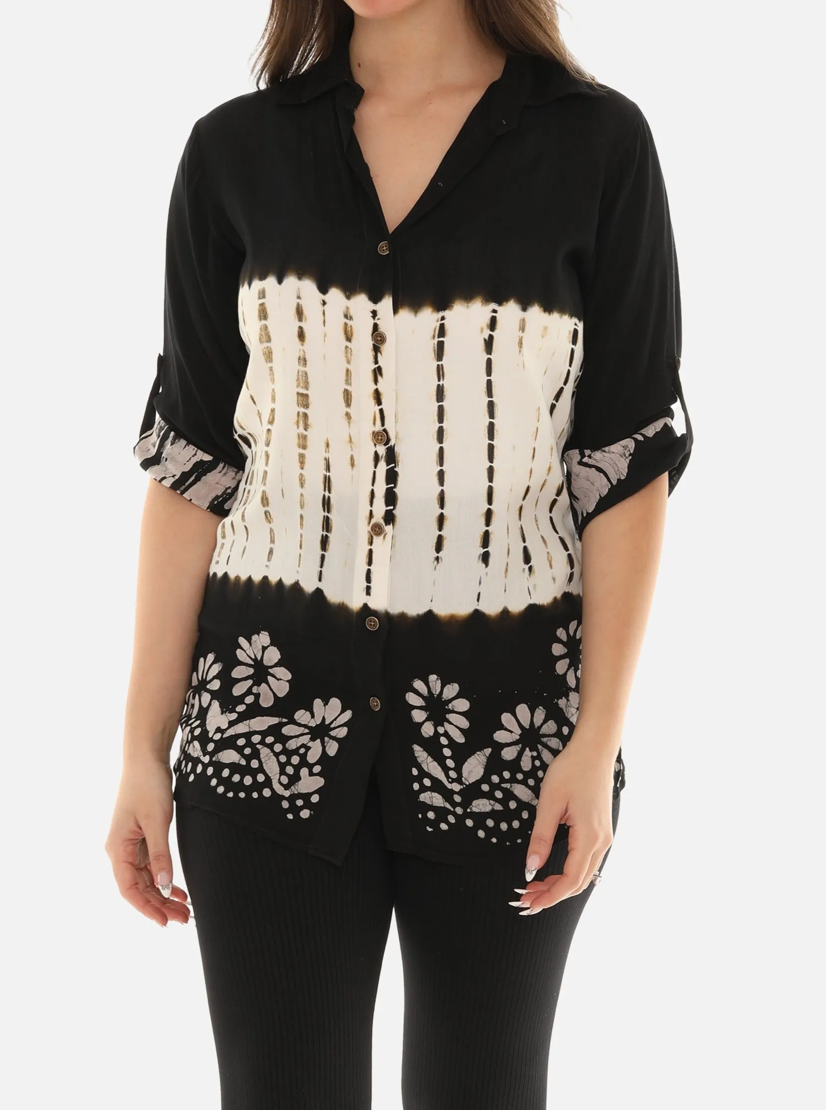 Trendy Tie Dye Button Down Rayon Shirt