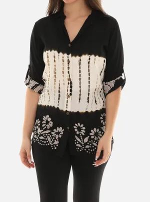 Trendy Tie Dye Button Down Rayon Shirt