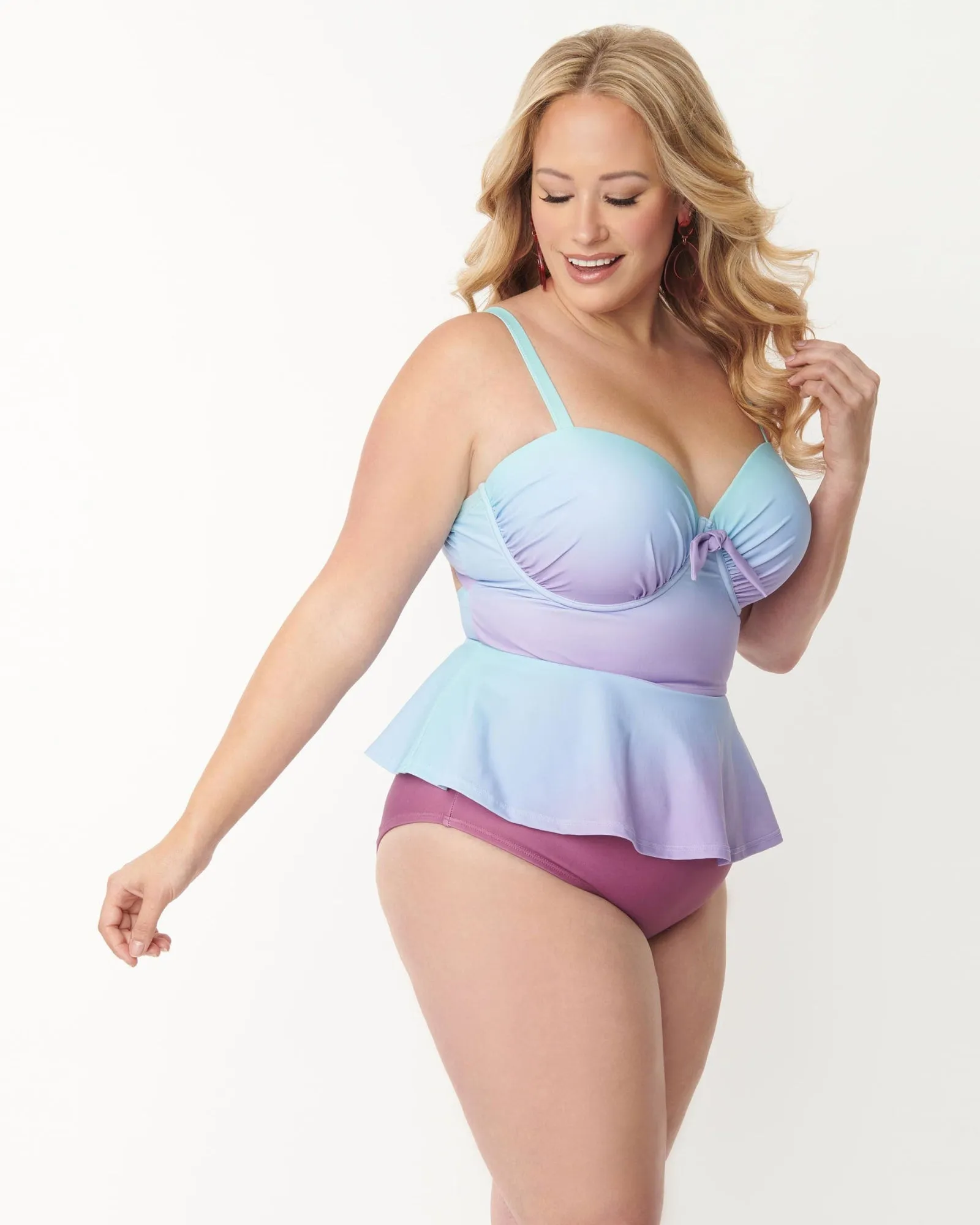 Unique Vintage Purple Ombre Daphne Swim Bottoms | Purple